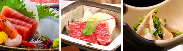 新鮮な海の幸・山の幸を使ったお料理